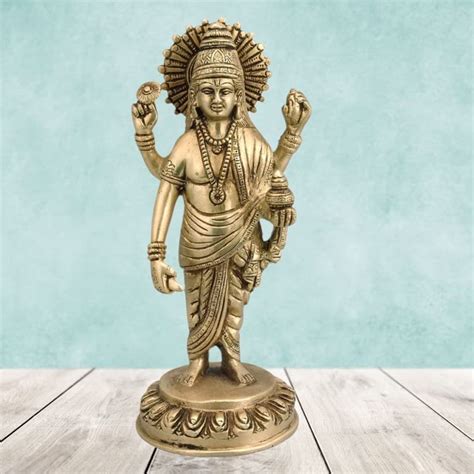 Buy MohanJodero Elegant Brass Lord Vishnu/Brass Lord Dhanvantari Statue ...