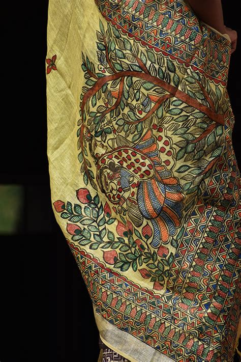 Diorama Designs Madhubani Hand-Painted 'Radha Krishna' Linen Dupatta ...