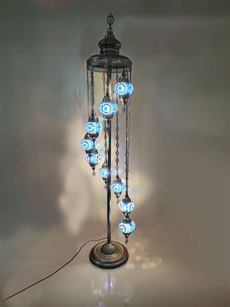 Angora Mert 9 Globe Standing Turkish Floor Lamp - Blue | 100% Handmade ...