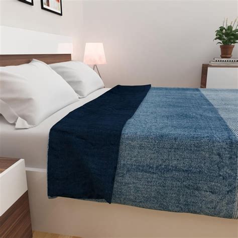 Buy Radiant - Blue Printed Polyester Double Bed Blanket - 260GSM from ...