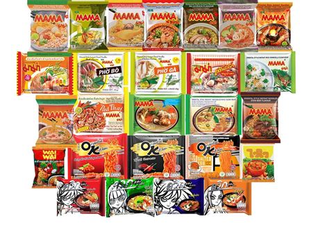 Mama Noodles and Wai Wai Thai Instant Ramen – Paquete surtido de 15 ...