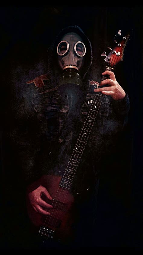 Download wallpaper 2160x3840 man, gas mask, guitar, dark, gloomy ...