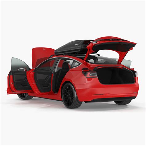 Tesla with Thule Car Roofbox on Roof Rack Rigged for Cinema 4D 3D | 3D ...