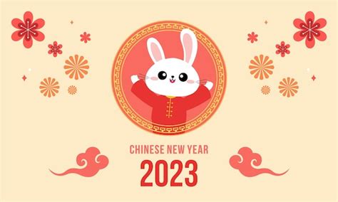 Happy chinese new year 2023 year of the rabbit zodiac logo background ...