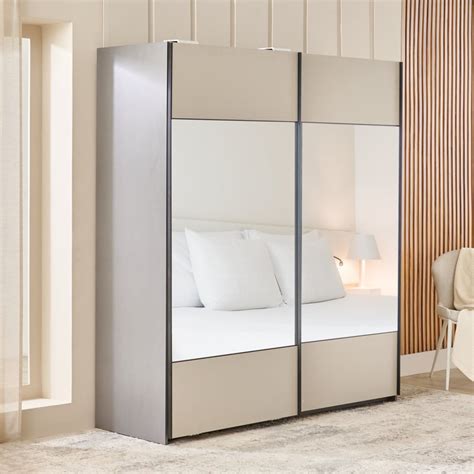 Buy Tiffany 2-Door Sliding Wardrobe with Mirror- Grey from Home Centre ...