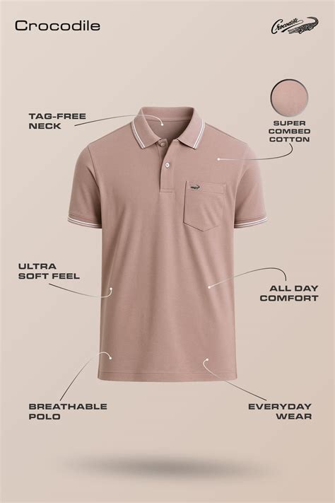 Buy Solid Light Brown Polo T Shirt with Pocket Online India – Crocodile
