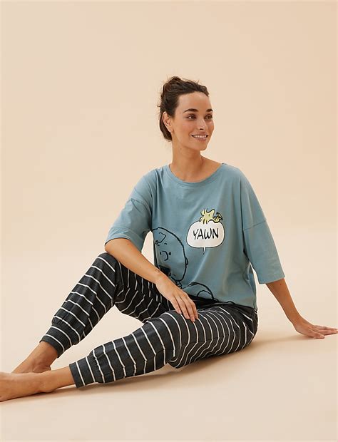 Buy Snoopy™ Cotton Rich Pyjama Set at Marks & Spencer