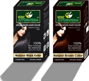 VEDICAYURVEDA Henna Hair Color No Ammonia Black & Dark Brown , No ...