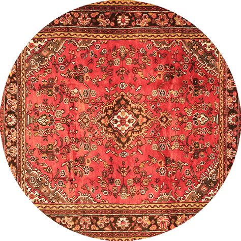 Ahgly Company Indoor Round Persian Orange Traditional Area Rugs, 8 ...