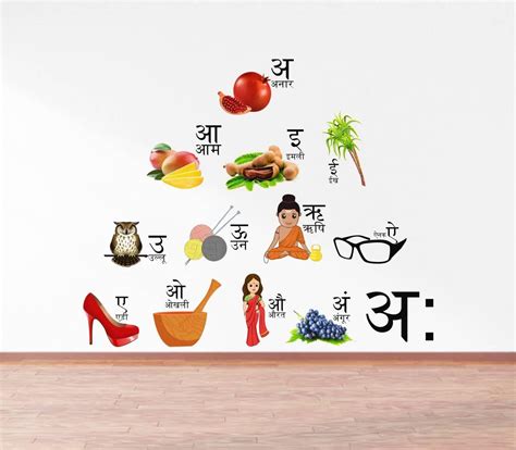 Hindi 52 Alphabets Hindi Varnmala Wall Sticker|for Kids Room,Home Decor ...