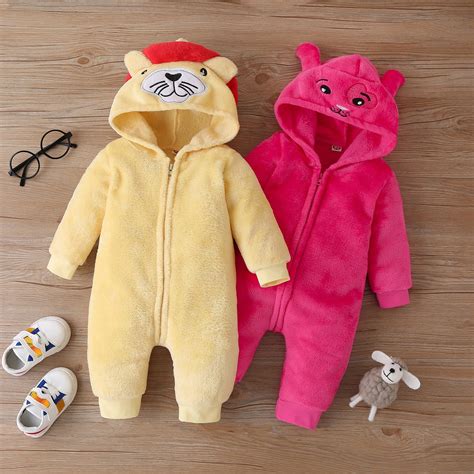 Baby Snowsuit Ear Fleece Snowsuit Boys Girls Zipper Hooded Bunting ...