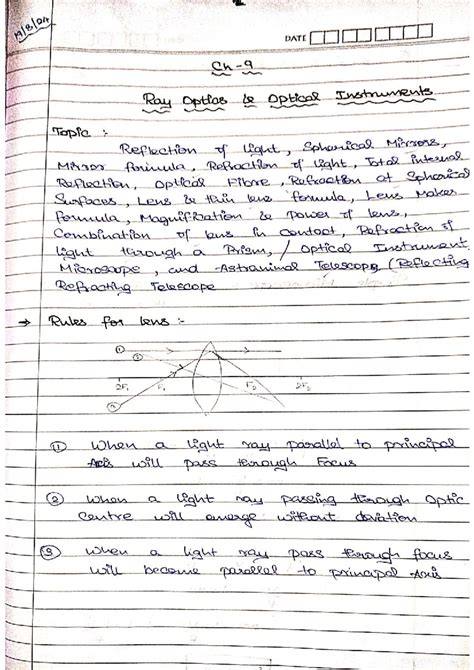 Ray Optics Study Notes - 12th Grade (Reflection, Refraction, Lenses ...