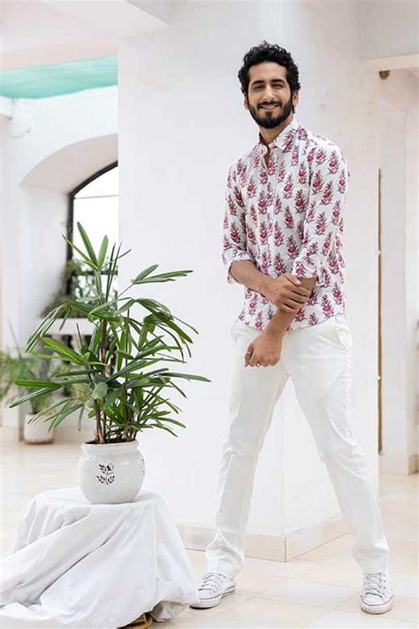 Buy White Florescence Printed Cotton Shirt Online | Tistabene