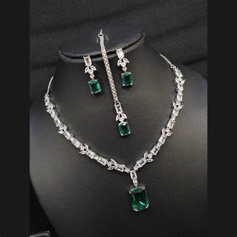Aamrapali Silver Plated American Diamond Necklace Set – JewelEMarket