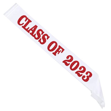 Buy White Class of 2023 Sash with Red Glitter Letters - 2023 Graduation ...