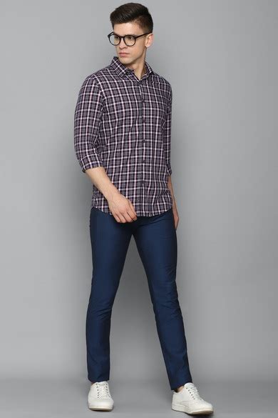 Buy Men Navy Slim Fit Checked Full Sleeves Casual Shirt Online - 753151 ...