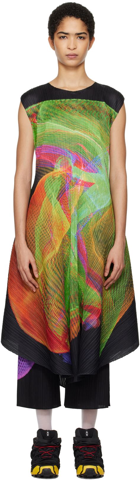 PLEATS PLEASE ISSEY MIYAKE Multicolor Spectrum Maxi Dress Pleats Please ...