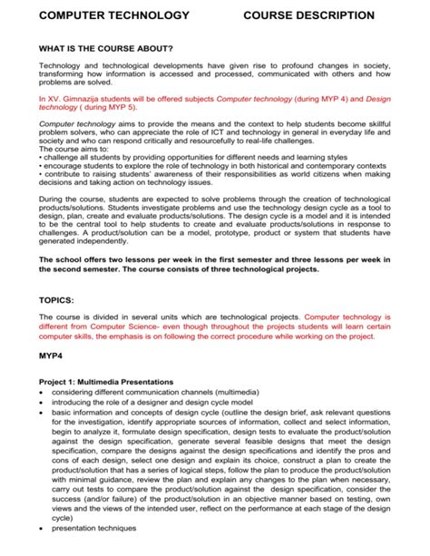 Image result for Information Technology Course Description