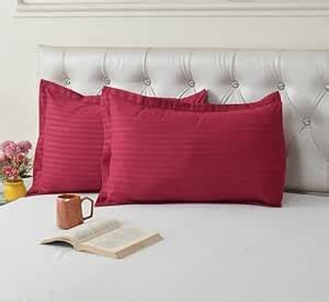 Buy HOME ELITE Luxurious Sateen Striped Pillow Cover/Case Set (2 Pcs ...