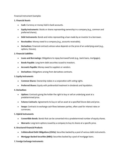 Image result for Financial instrument Examples