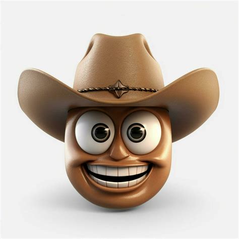 Cowboy Hat Face emoji on white background high quality 4k 30684524 ...