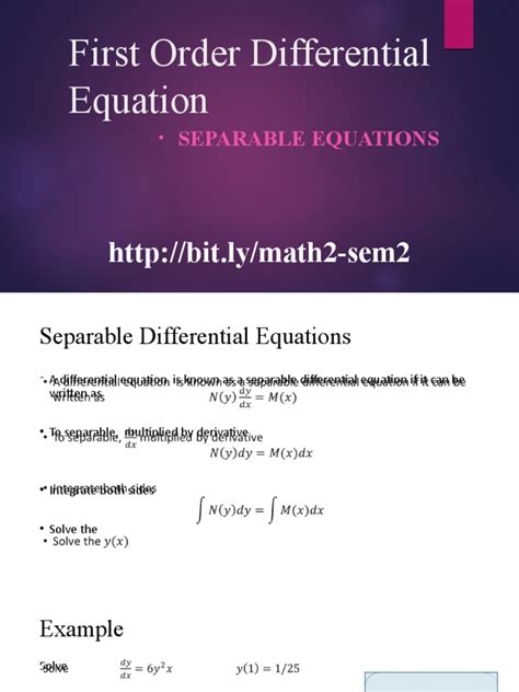 Image result for First Order Separable Differential Equation