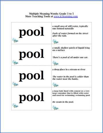 Multiple Meanings Words Flashcards | K5 Learning