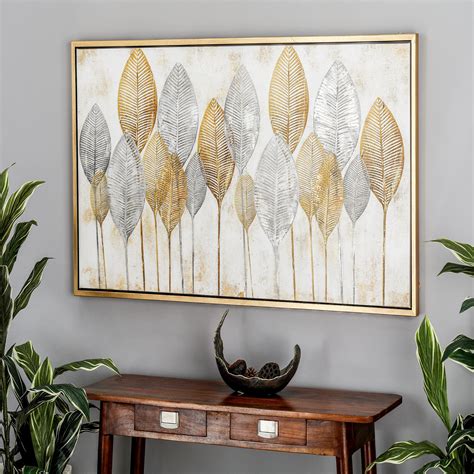 CosmoLiving by Cosmopolitan Canvas Leaf Living Room Framed Wall Art ...