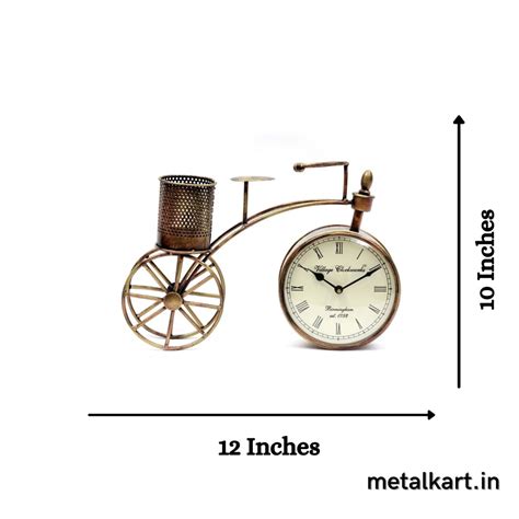 Elegant Cycle shaped Pen Stand with Clock Table top (12*05*10 Inches ...
