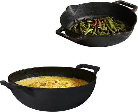 Buy Meyer Pre Seasoned Cast Iron Kadai|Iron Kadhai with Lid for Cooking ...