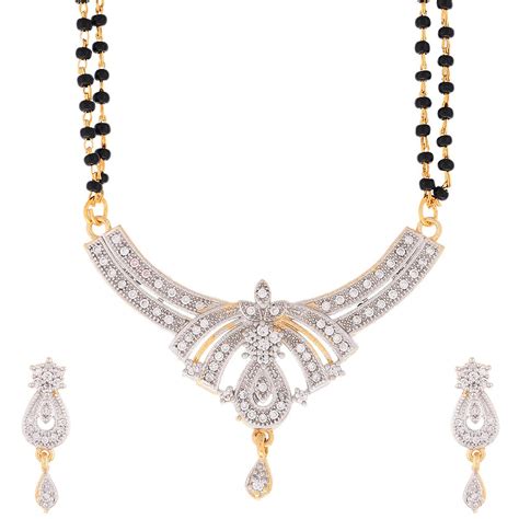 Buy KENNICE Gold-Plated Brass American Diamond Designer Mangalsutra ...
