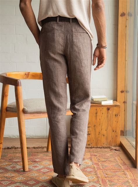 Buy Dark Rye Linen Pants | Casual Brown Linen Pants for Men Online ...