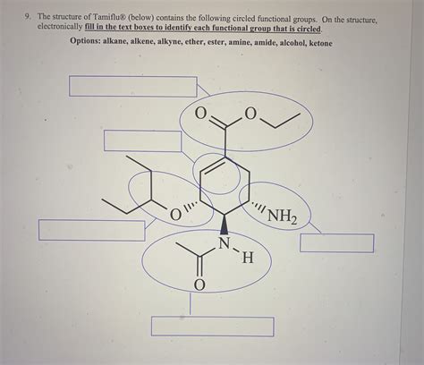 Solved 9. The structure of Tamiflu® (below) contains the | Chegg.com