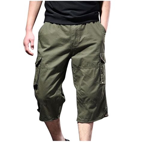Men's 3/4 Long Cargo Shorts Summer Solid Color Multi Pocket Workwear ...