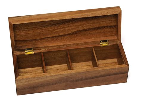 White Whale Wooden Tea Box Tea Chest Spice Organizer with Compartment ...