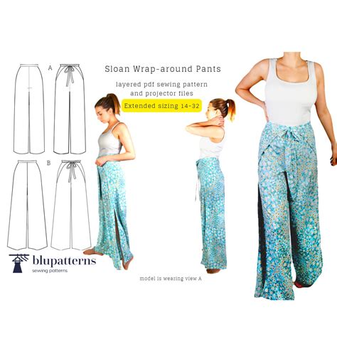 Sloan Wrap Pants PDF Sewing Pattern - Wide Leg Wrap Around Tie Pants ...