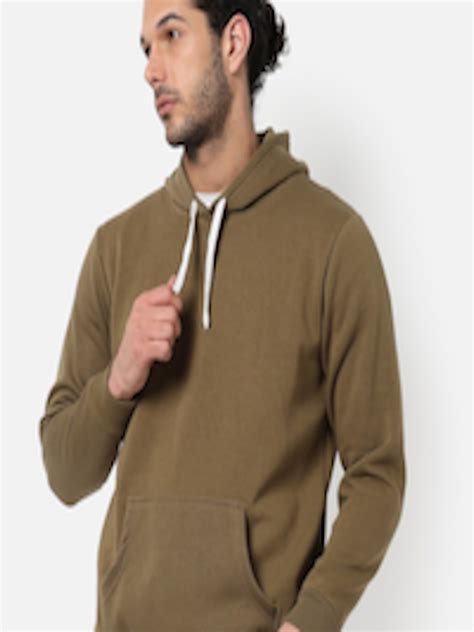 Buy Campus Sutra Men Olive Green Hooded Sweatshirt - Sweatshirts for ...
