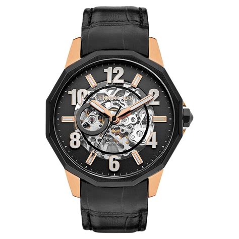 Buy Online Cerruti 1881 Black Dial Leather Strap Watch for Men ...