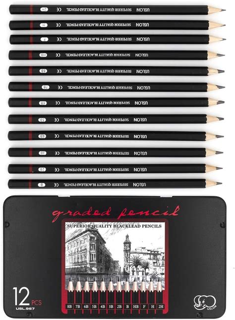 dainayw 24 Drawing Pencils Set, Art Sketching Pencils 14B, 12B, 10B, 9B ...
