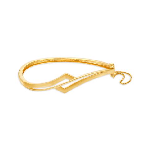 Whimsical Yellow Gold Rhombus Twist Bangle