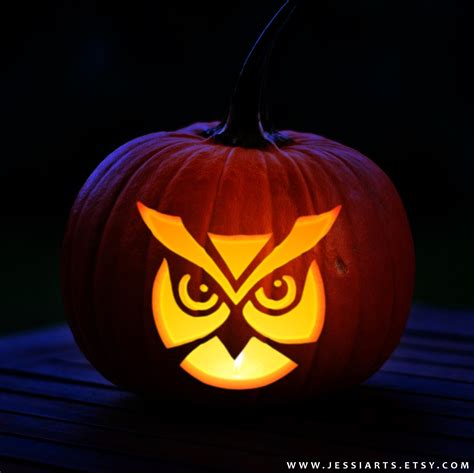 Owl On Branch Pumpkin Template