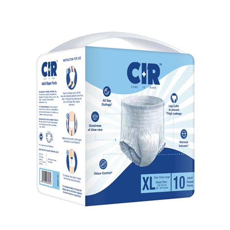 Buy CIR ADULT DIAPER PANTS XL, WAIST SIZE 100-150CMS(40-59INCHES) 10S ...
