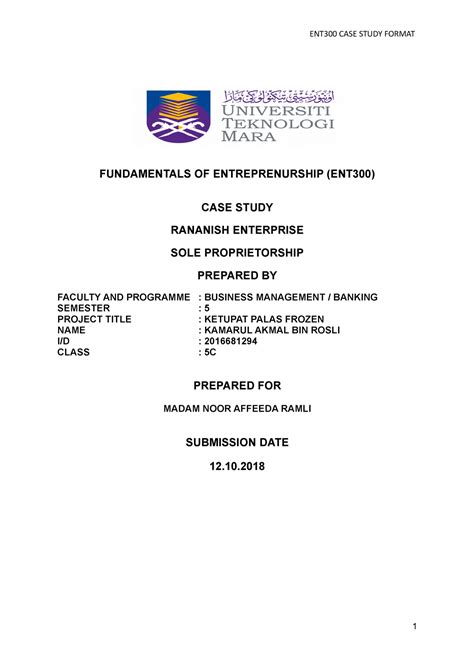 ENT300 business plan - tauhu cheese - FUNDAMENTALS OF ENTREPRENURSHIP ...