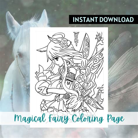 Buy BEST VALUE 1 Cute Kawaii Fairy Coloring Page Instant Download Large ...
