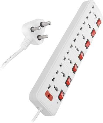 Syspro 7 Socket Extension Board With 2 Yard Long Wire Fuse LED ...