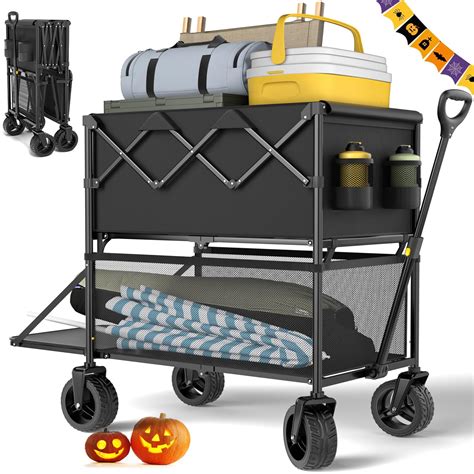 Double Decker Wagon Collapsible 500lb Capacity & 400L, Foldable Sports ...