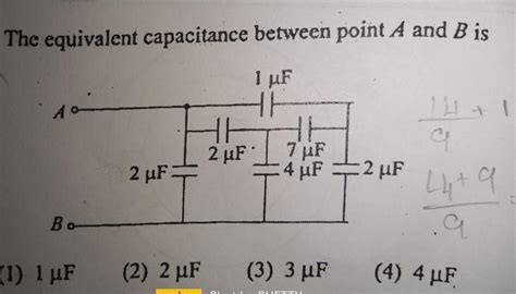 63. The equivalent capacitance between point A and B is 1 με 10 14+1 ...