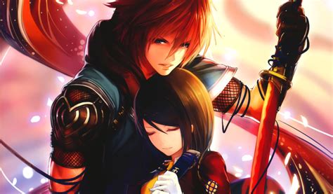 Download wallpaper girl, weapons, magic, guy, hugs, art, saionji botan ...