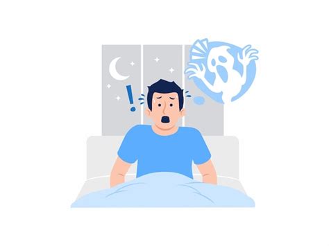 Shocked scared panic man waking up from nightmare horror scary bad ...
