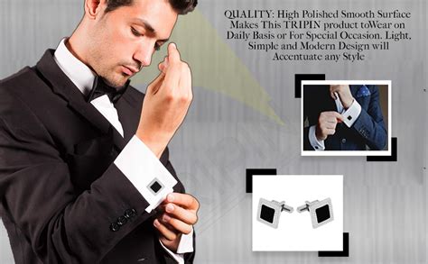 Buy Tripin Cufflinks for Men Black Metal Cufflink Set in a Gift Box at ...